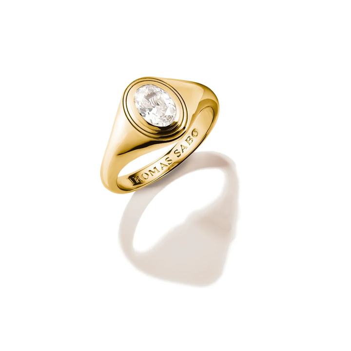 THOMAS SABO Ring with Oval White Zirconia Stone Gold TR2523Y