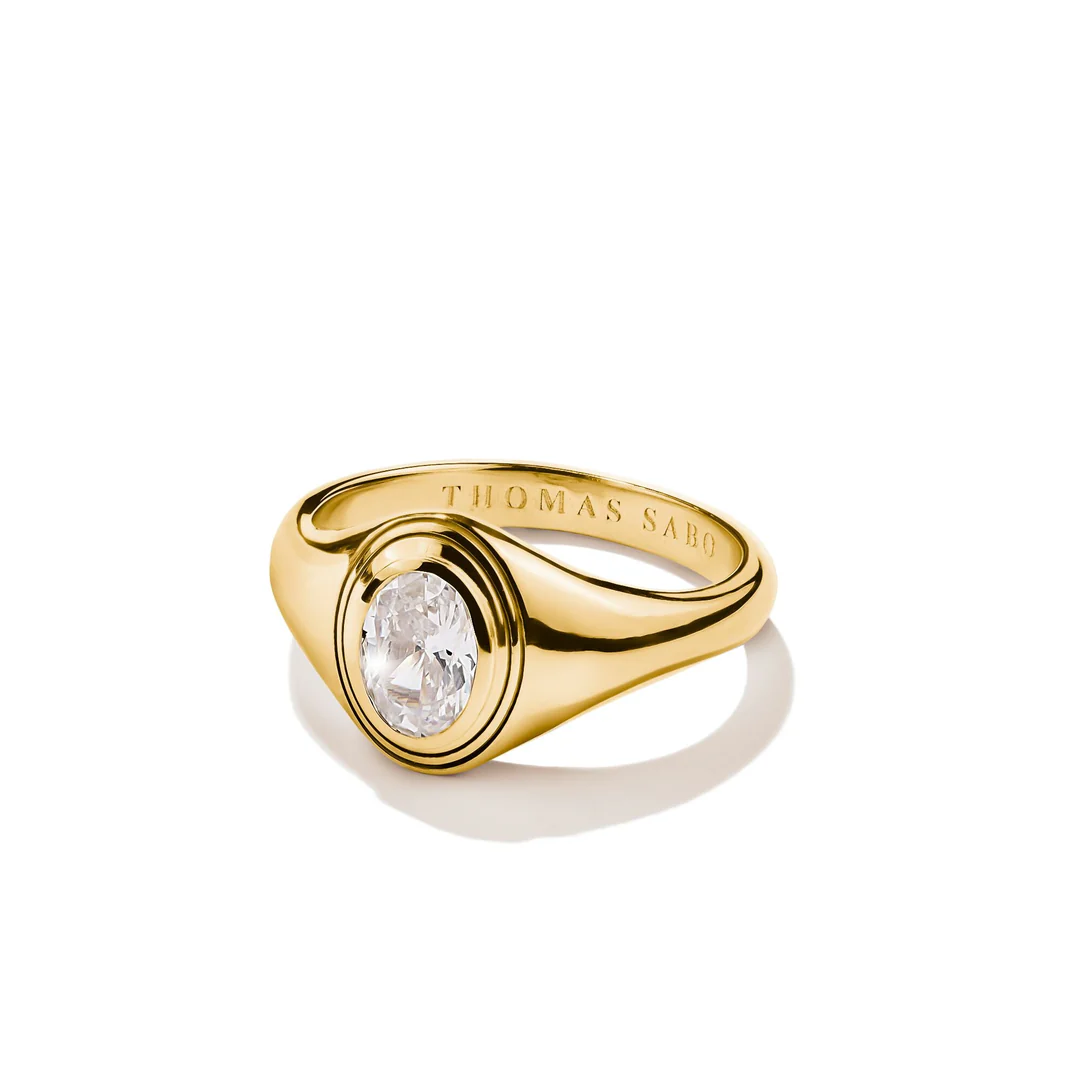 THOMAS SABO Ring with Oval White Zirconia Stone Gold TR2523Y