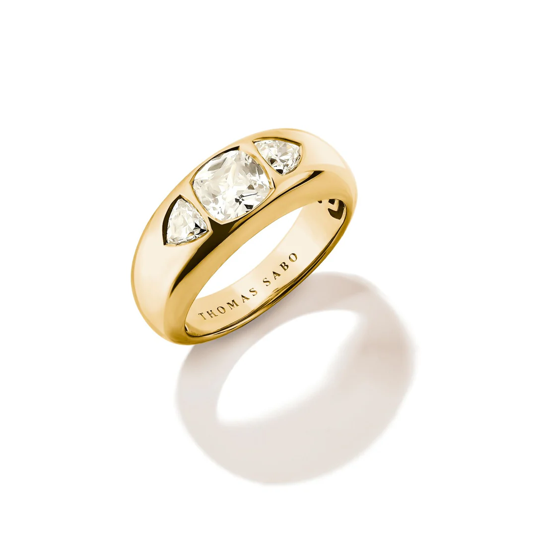 THOMAS SABO Ring with Faceted White Zirconia Stones Gold TR2525Y