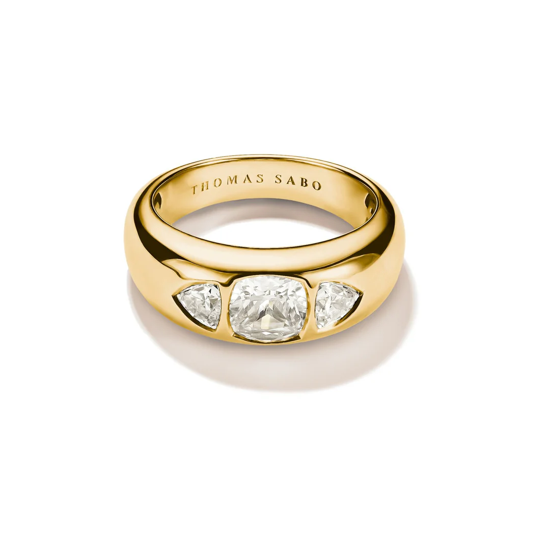THOMAS SABO Ring with Faceted White Zirconia Stones Gold TR2525Y