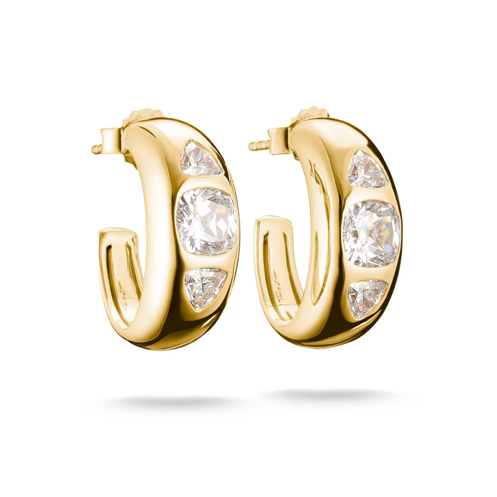 THOMAS SABO Hoop Earrings with Zirconia Stones Gold TCR759Y