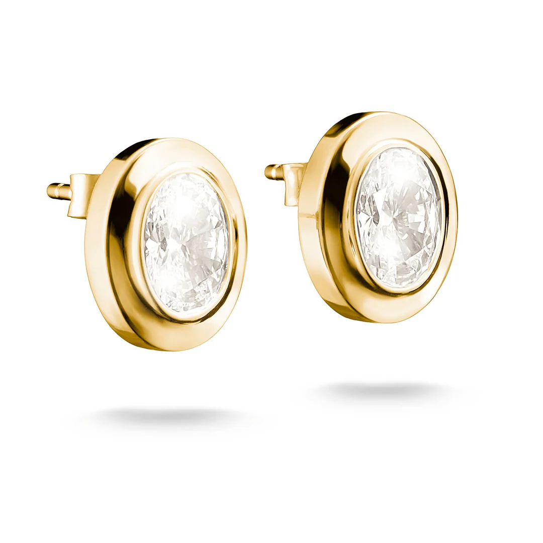 THOMAS SABO Oval Stud Earrings with Zirconia Stones Gold TH2342Y