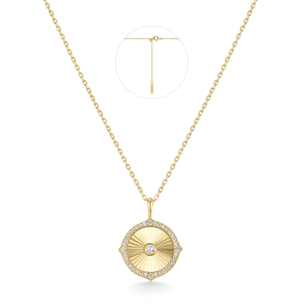 Ania Haie Zoom Gold Diamond-Cut Sunny Disc Necklace N072-04G