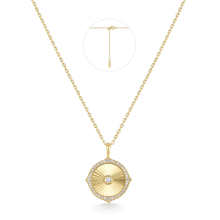 Ania Haie Zoom Gold Diamond-Cut Sunny Disc Necklace N072-04G