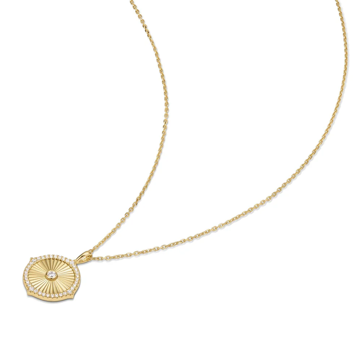 Ania Haie Zoom Gold Diamond-Cut Sunny Disc Necklace N072-04G