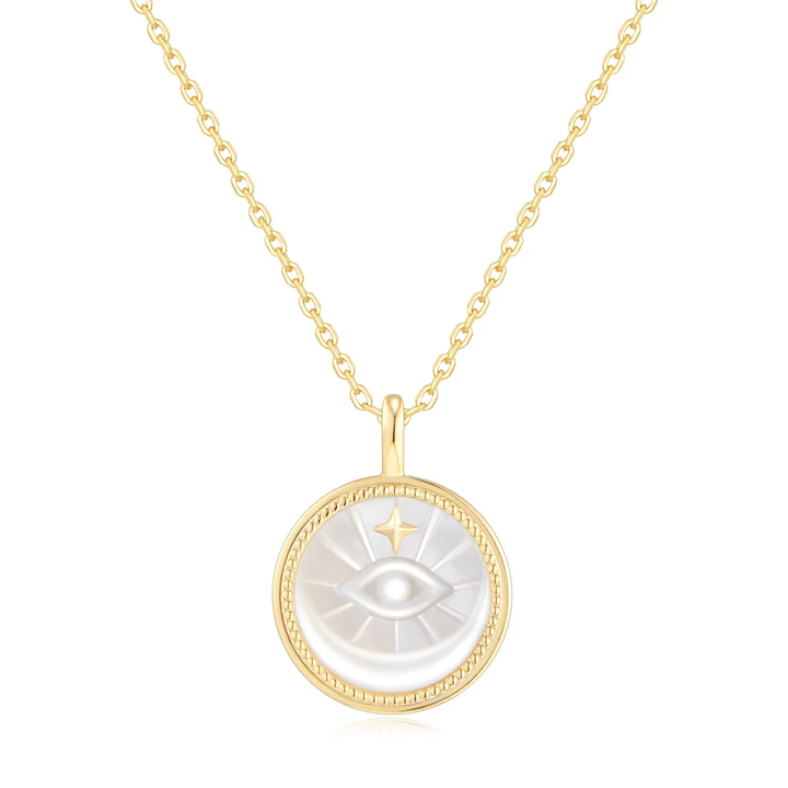 Ania Haie Gold Evil Eye Mother-of-Pearl Medallion Necklace N072-05G