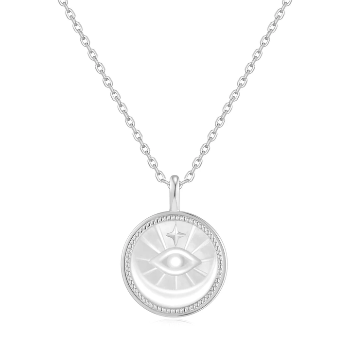 Ania Haie Silver Evil Eye Mother-of-Pearl Medallion Necklace N072-05H