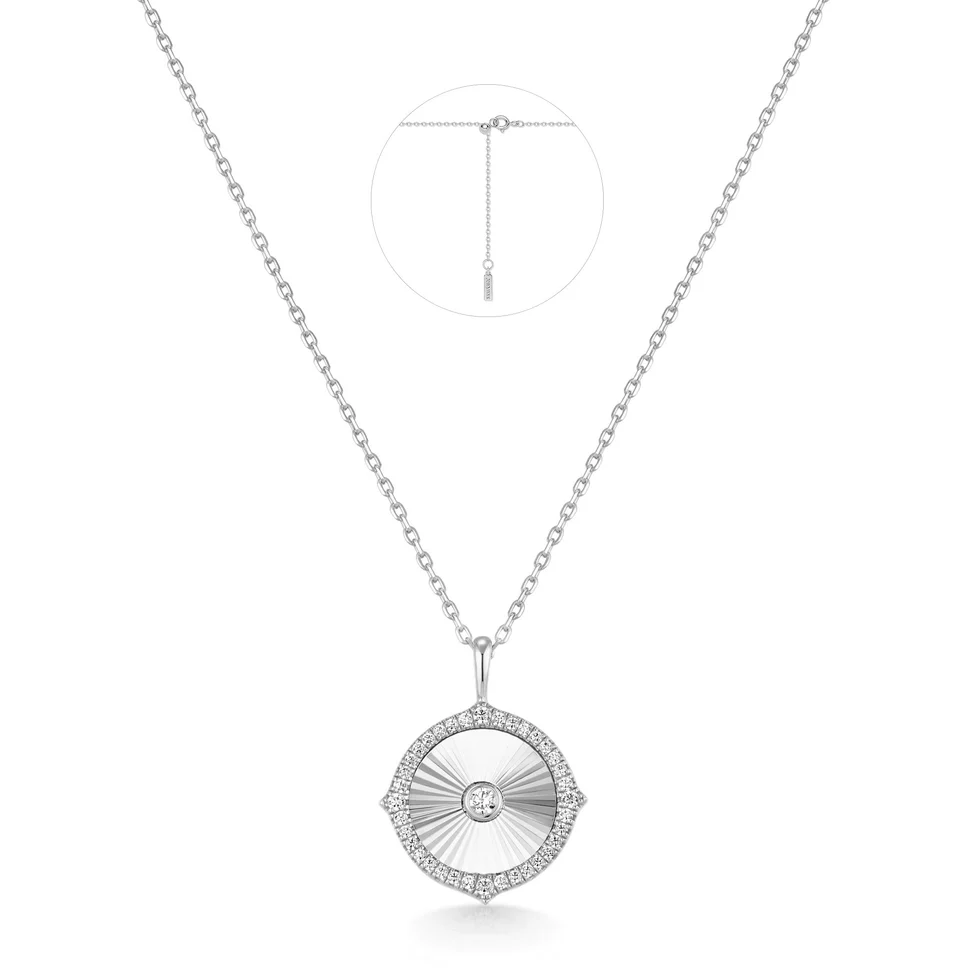 Aina Haie Silver Diamond-Cut Sunny Disc Necklace N072-04H