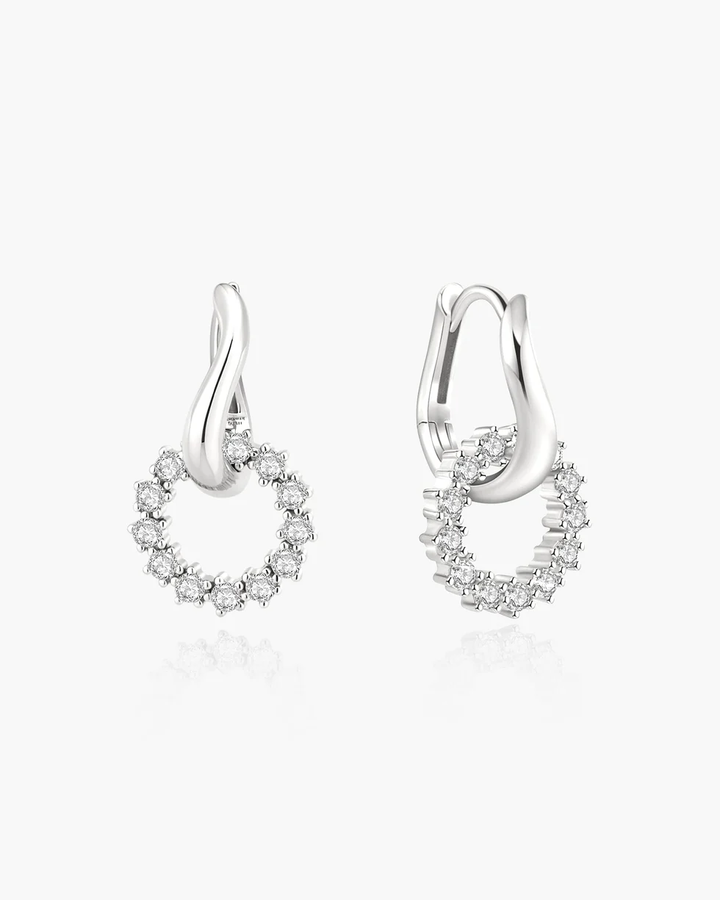 Silver Pave Interlocked Huggie Hoop Earrings E079-12H