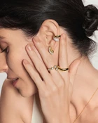 Gold Pave Wave Huggie Hoop Earrings E079-13G