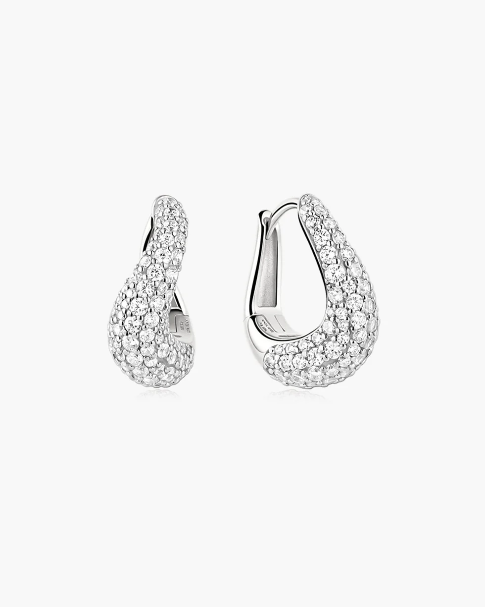 Silver Wave Huggie Hoop Earrings E079-11H