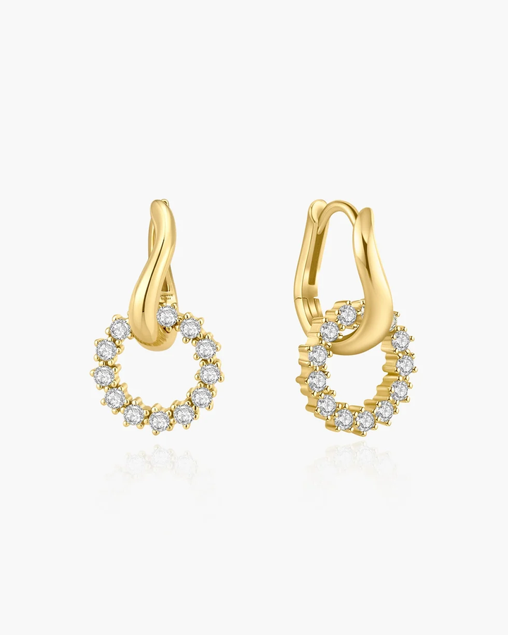 Gold Pave Interlocked Huggie Hoop Earrings E079-12G