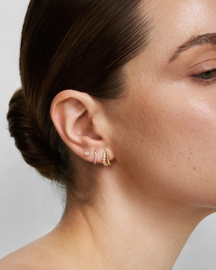 Gold Duet Wave Huggie Hoop Earrings E079-10G