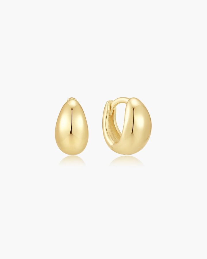 Gold Organic Dome Pebble Huggie Hoop Earrings E076-11G