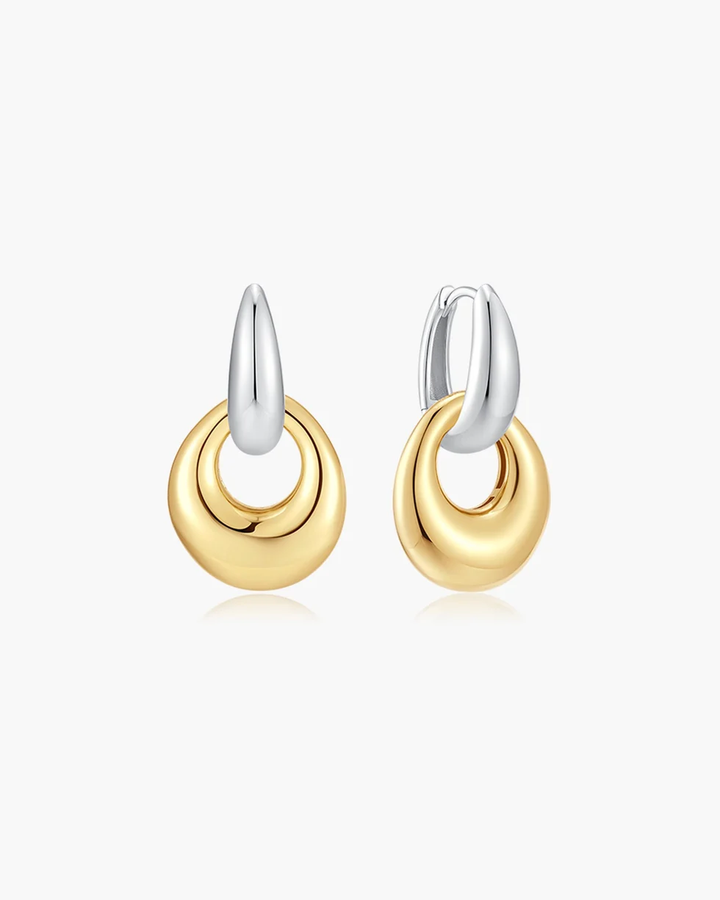 Gold Hollow Organic Pebble Drop Earrings E076-20G