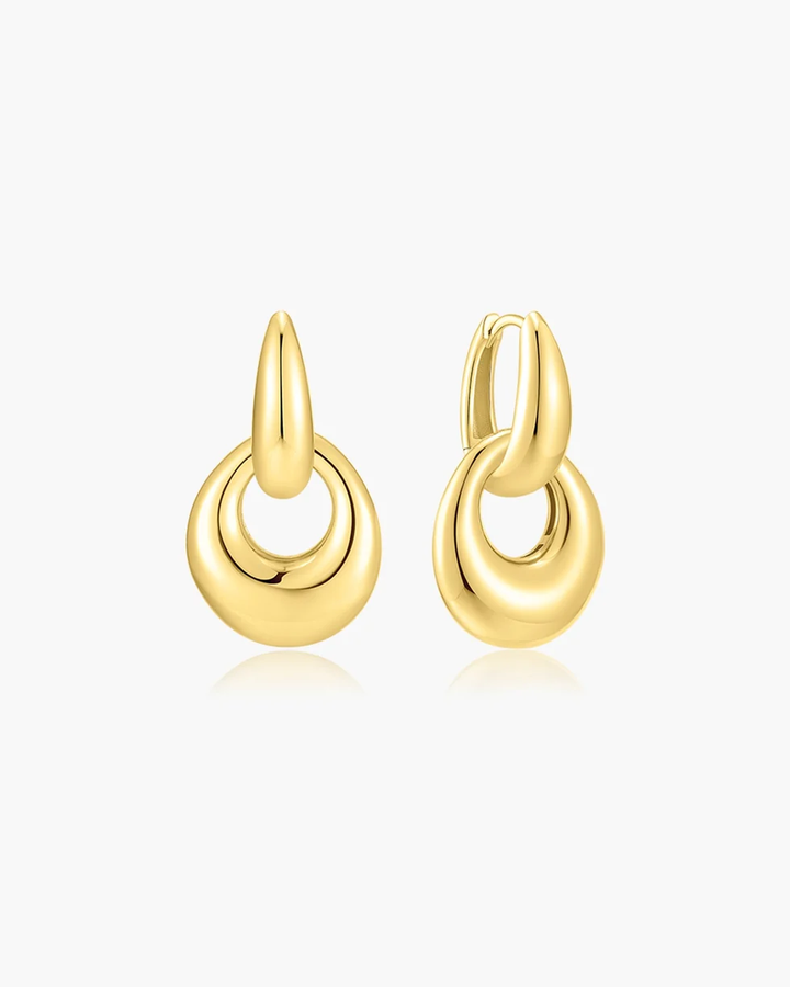 Two-Tone Hollow Organic Pebble Drop Earrings 076-20T