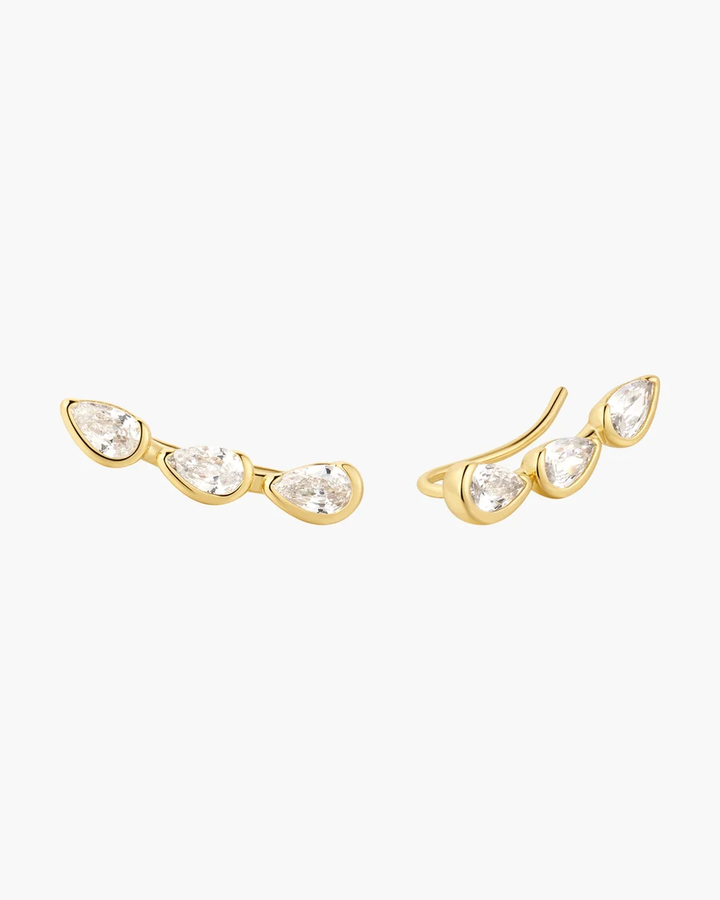 Gold Triple Half-Bezel Teardrop Climbers E076-22G