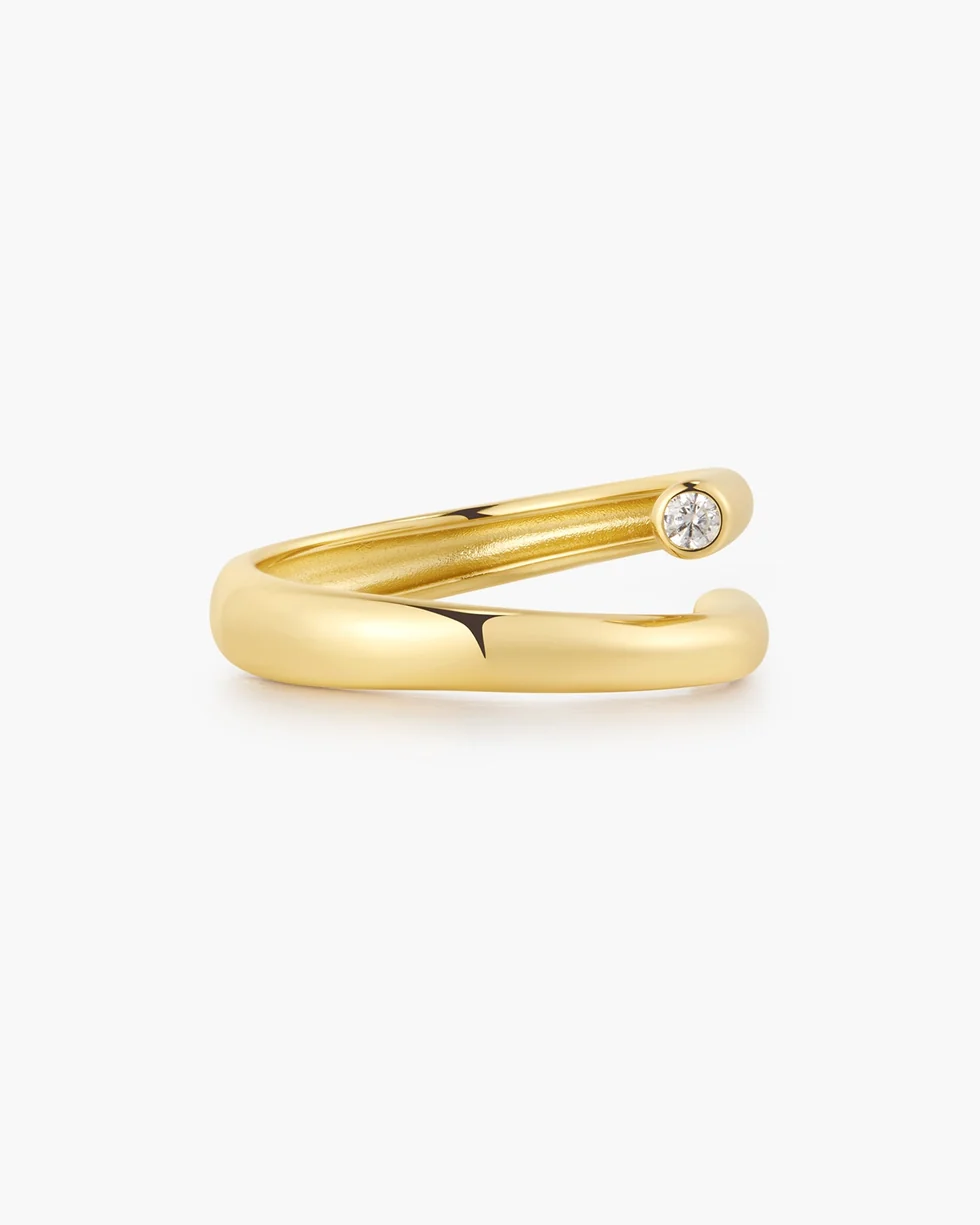 Gold Spiral Bezel-End Adjustable Ring R076-02G