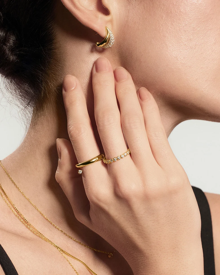 Gold Spiral Bezel-End Adjustable Ring R076-02G
