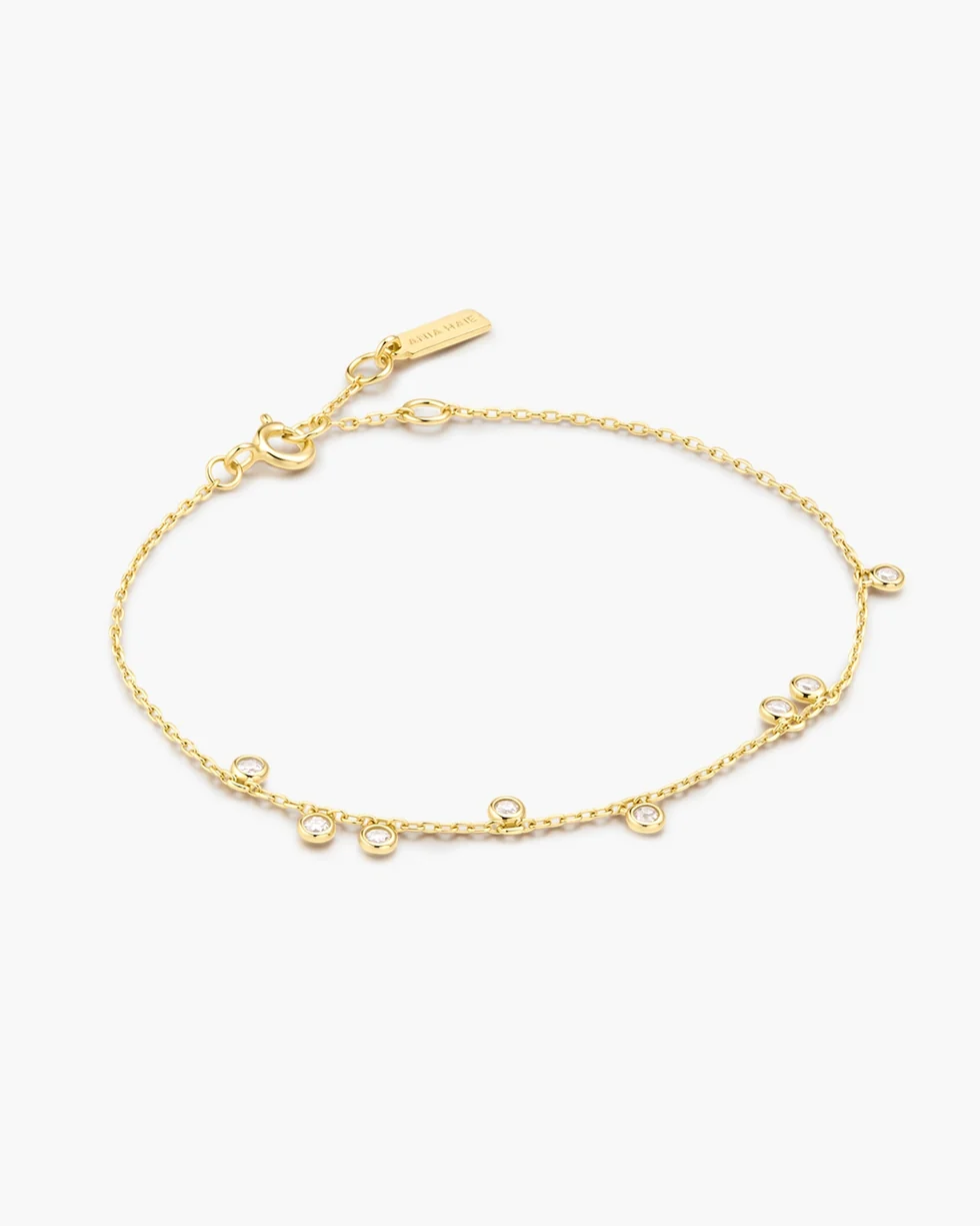 Gold Bezel-Set Droplet Station Bracelet B076-01G