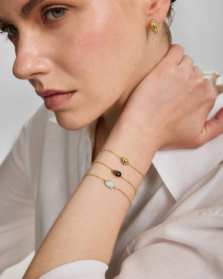Gold Organic Dome Pebble Bracelet B076-04G