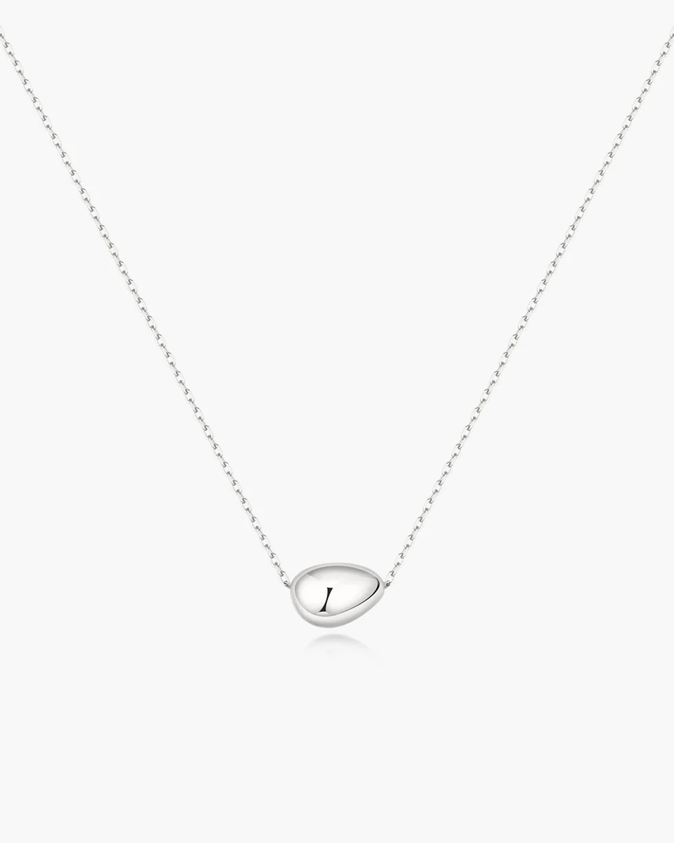 Silver Organic Dome Pebble Necklace N076-01H