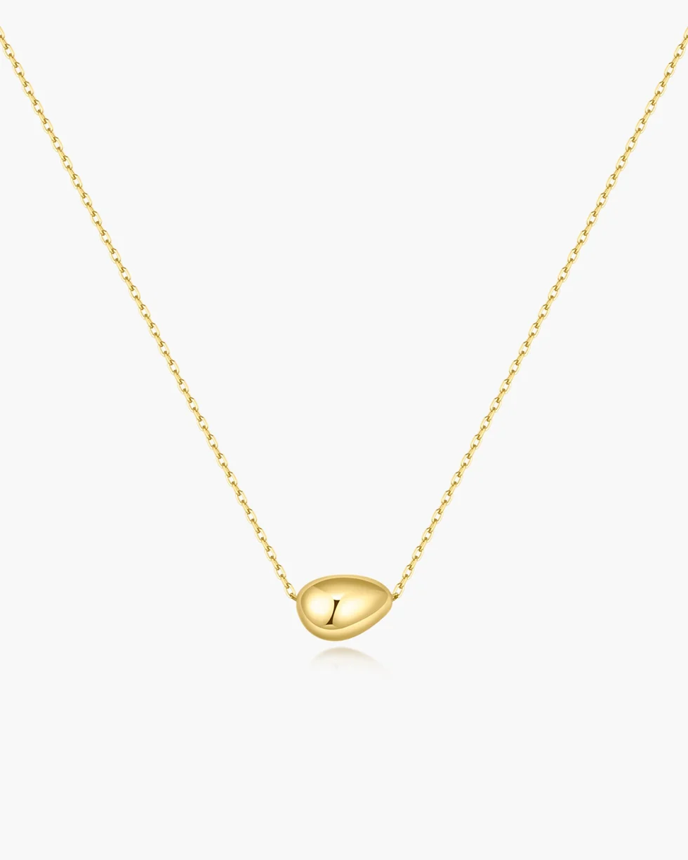 Gold Organic Dome Pebble Necklace  N076-01G