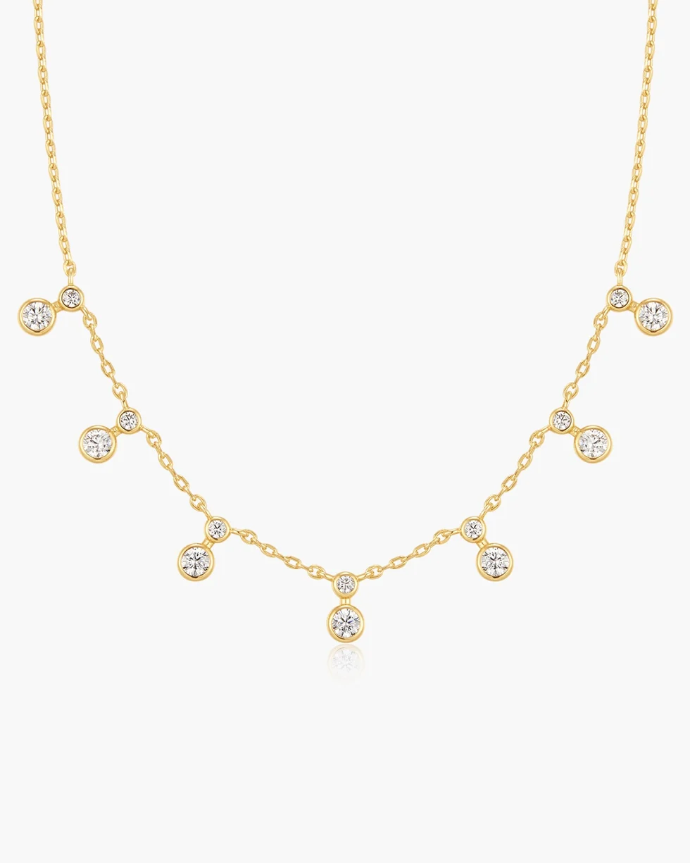 ANIA HAIE Gold Graduated Bezel Round Drop Station Necklace  N076-10G