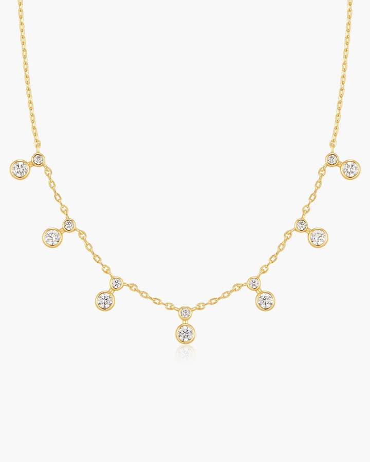 ANIA HAIE Gold Graduated Bezel Round Drop Station Necklace  N076-10G