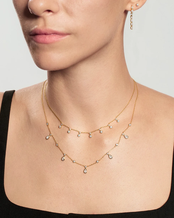 ANIA HAIE Gold Graduated Bezel Round Drop Station Necklace  N076-10G