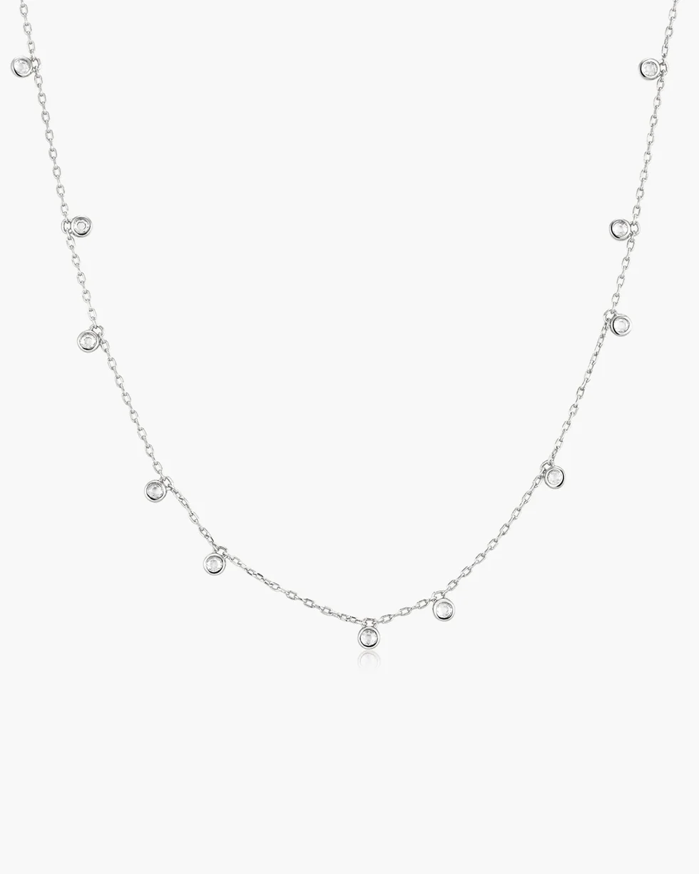 ANIA HAIE Silver Graduated Bezel Round Drop Station Necklace N076-10H