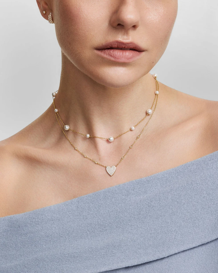 ANIA HAIE Gold Pave Heart with Bezel Station Necklace N076-11G