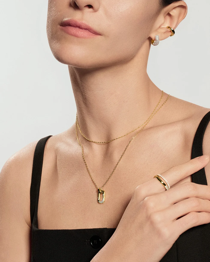 ANIA HAIE Gold Sparkling Oval Hoop Pendant Necklace N076-13G