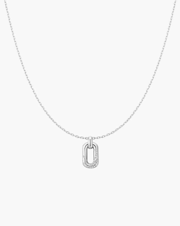 ANIA HAIE Silver Sparkling Oval Hoop Pendant Necklace N076-13H