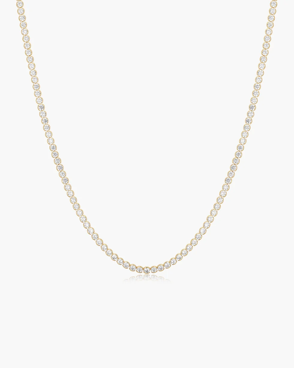 ANIA HAIE Gold Half-Bezel Round Tennis Necklace N076-16G