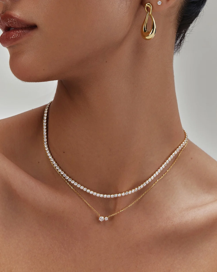 ANIA HAIE Gold Half-Bezel Round Tennis Necklace N076-16G