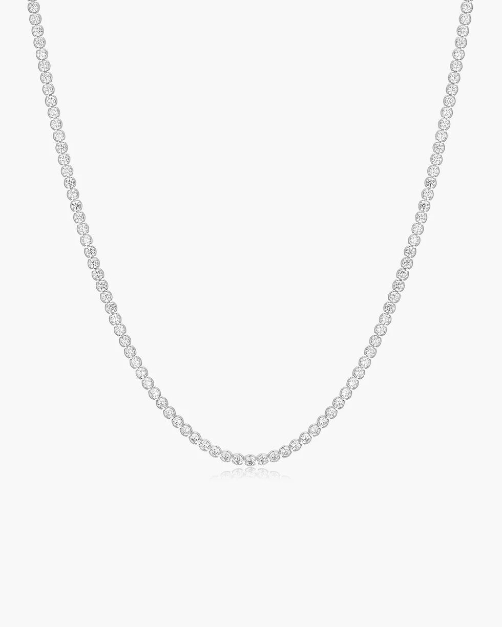 ANIA HAIE Silver Half-Bezel Round Tennis Necklace N076-16H