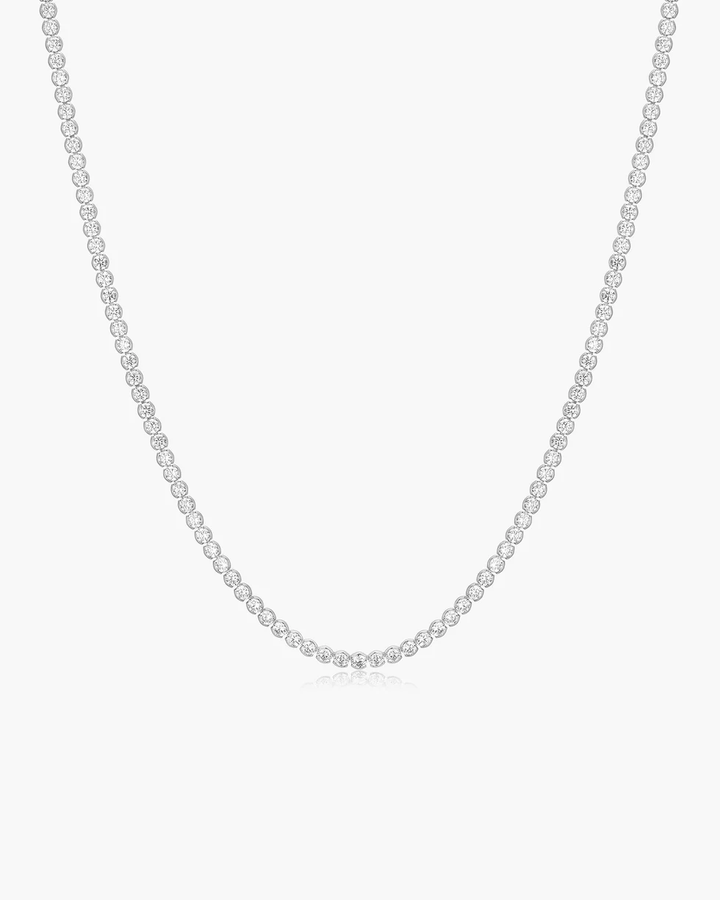 ANIA HAIE Silver Half-Bezel Round Tennis Necklace N076-16H