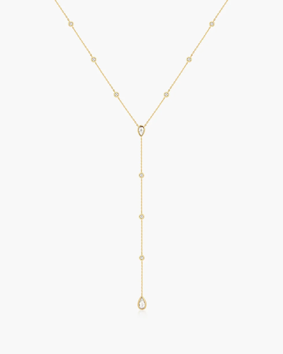 ANIA HAIE Gold Round & Teardrop Bezel Station Y Necklace N076-17G