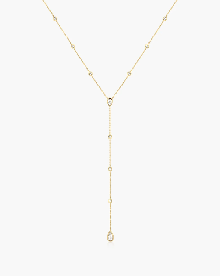 ANIA HAIE Gold Round & Teardrop Bezel Station Y Necklace N076-17G