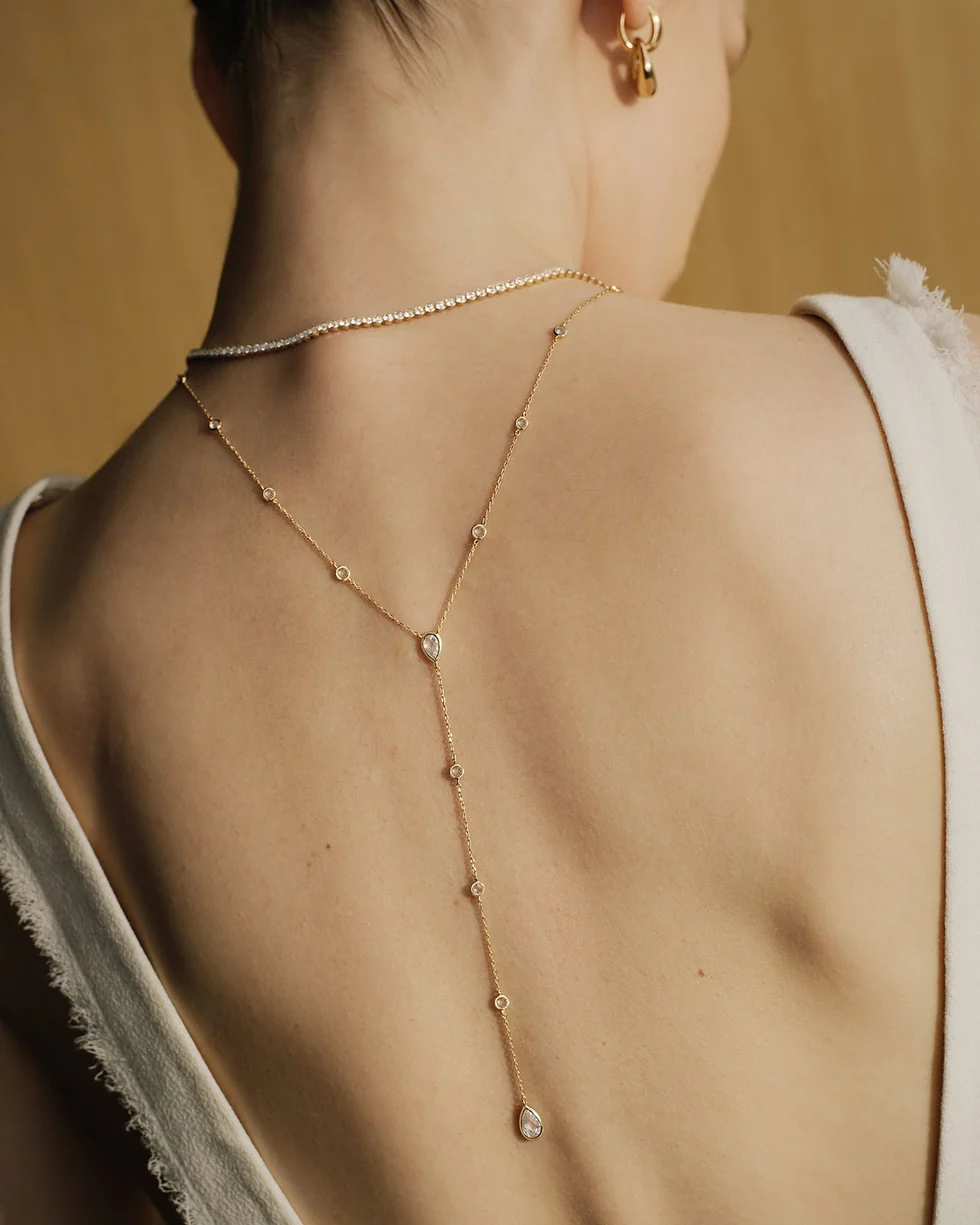 ANIA HAIE Gold Round & Teardrop Bezel Station Y Necklace N076-17G