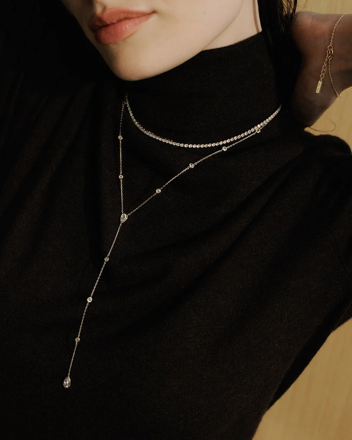 ANIA HAIE Gold Round & Teardrop Bezel Station Y Necklace N076-17G