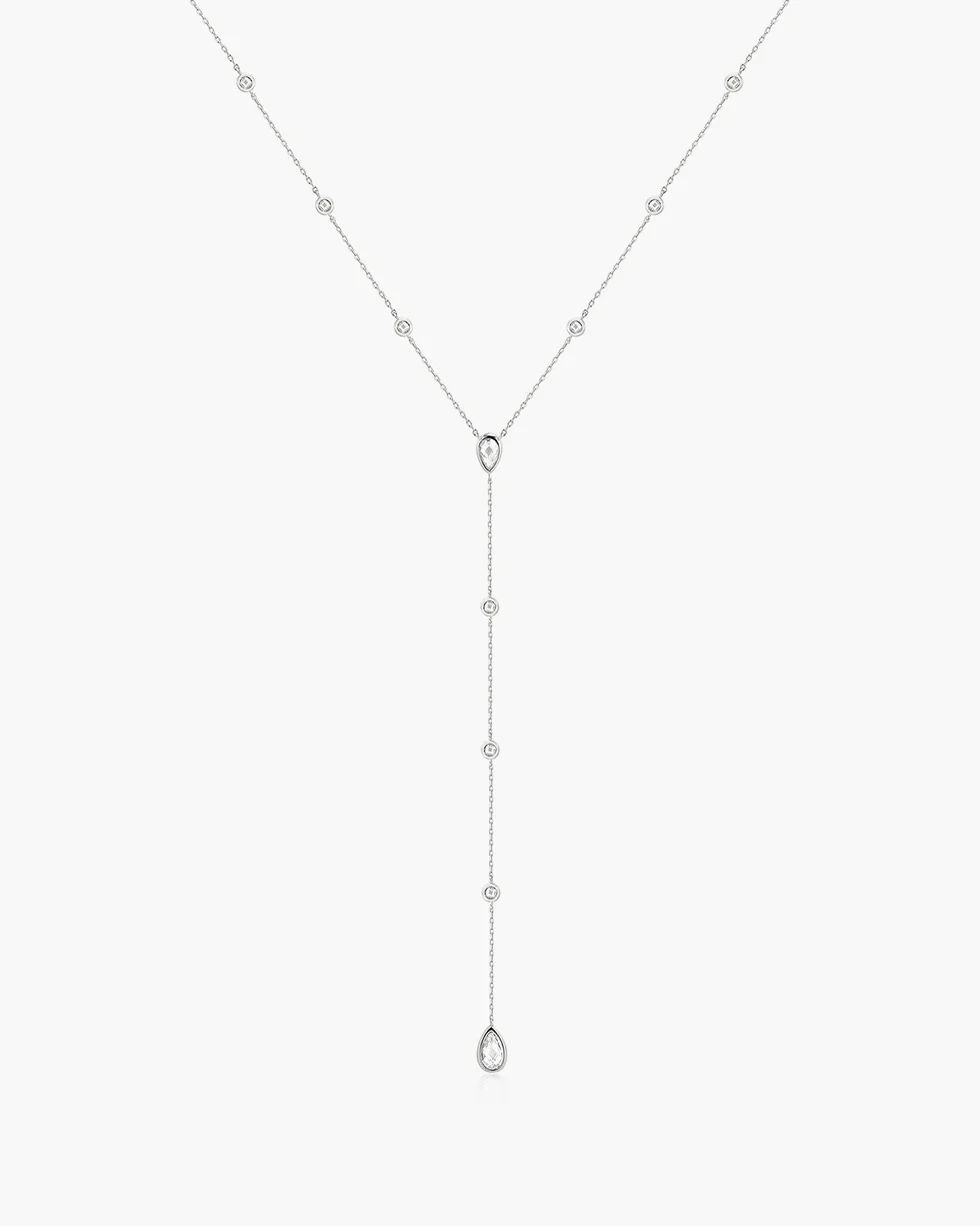 ANIA HAIE Silver Round & Teardrop Bezel Station Y Necklace N076-17H