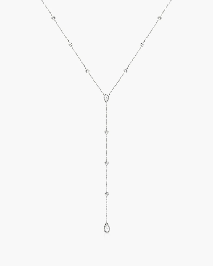 ANIA HAIE Silver Round & Teardrop Bezel Station Y Necklace N076-17H