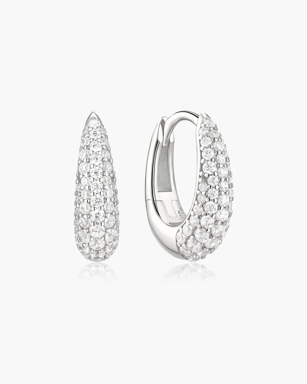 ANIA HAIE Silver Pave Dome Huggie Hoop Earrings E078-10H
