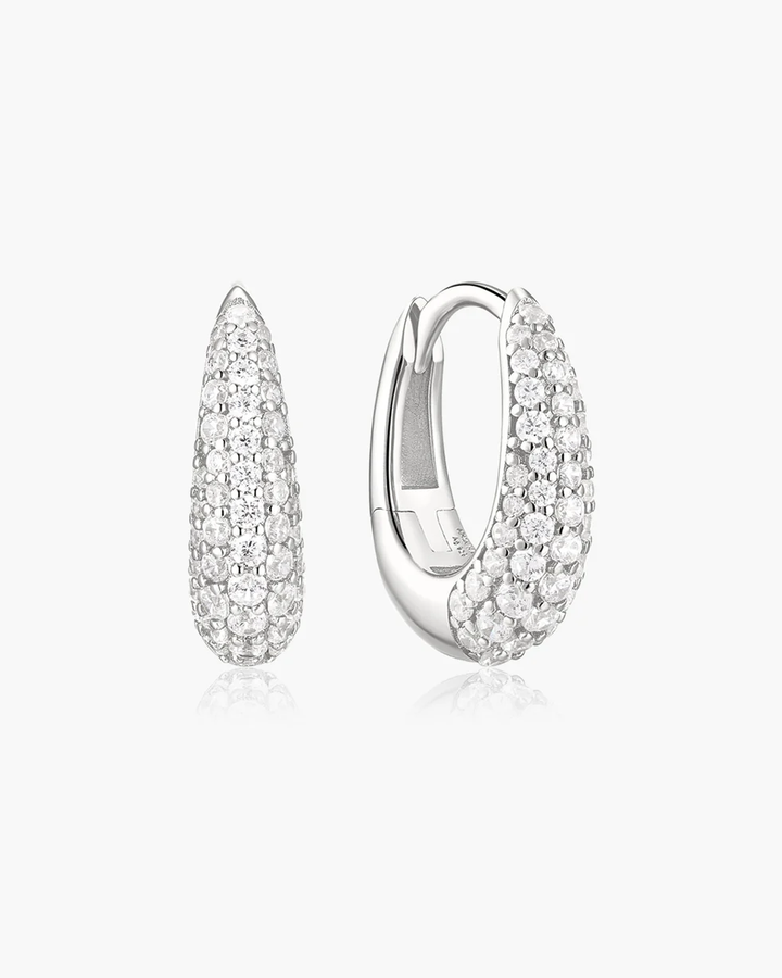 ANIA HAIE Silver Pave Dome Huggie Hoop Earrings E078-10H