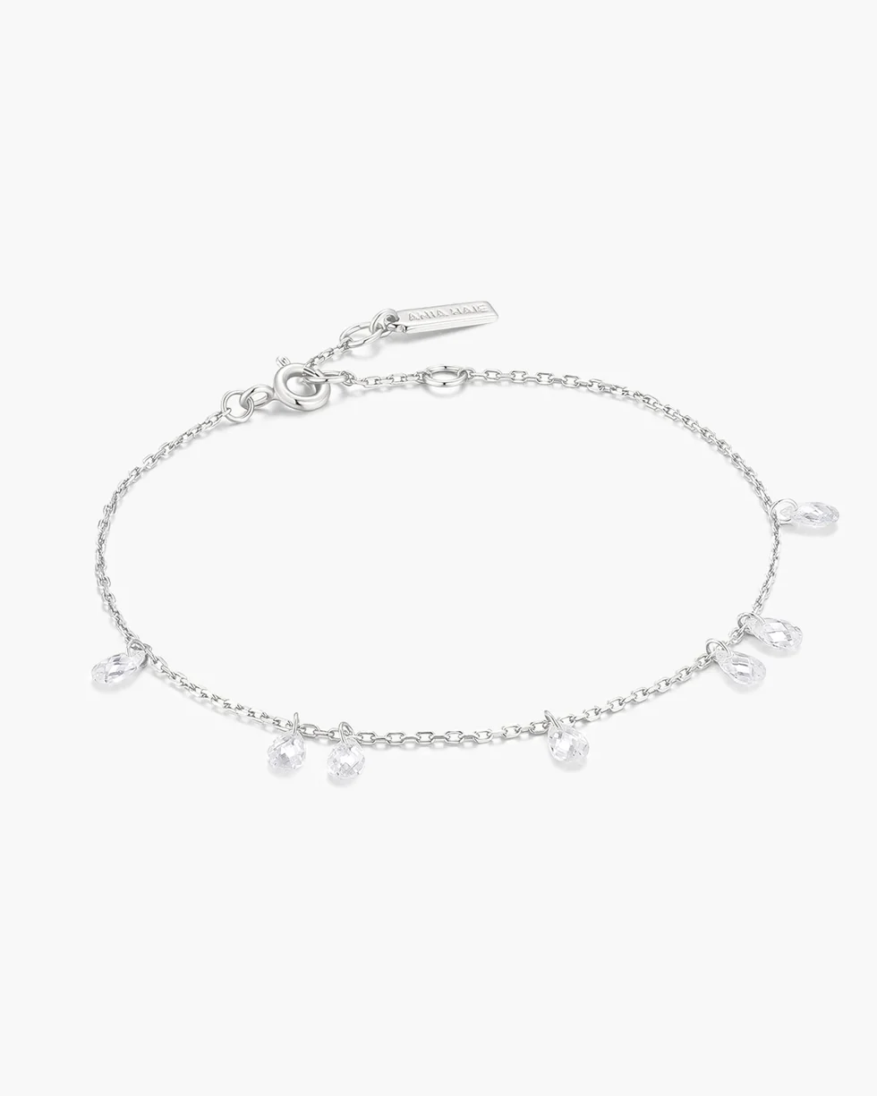 ANIA HAIE Zoom Silver Ethereal Teardrop Dangle Station Bracelet B078-01H