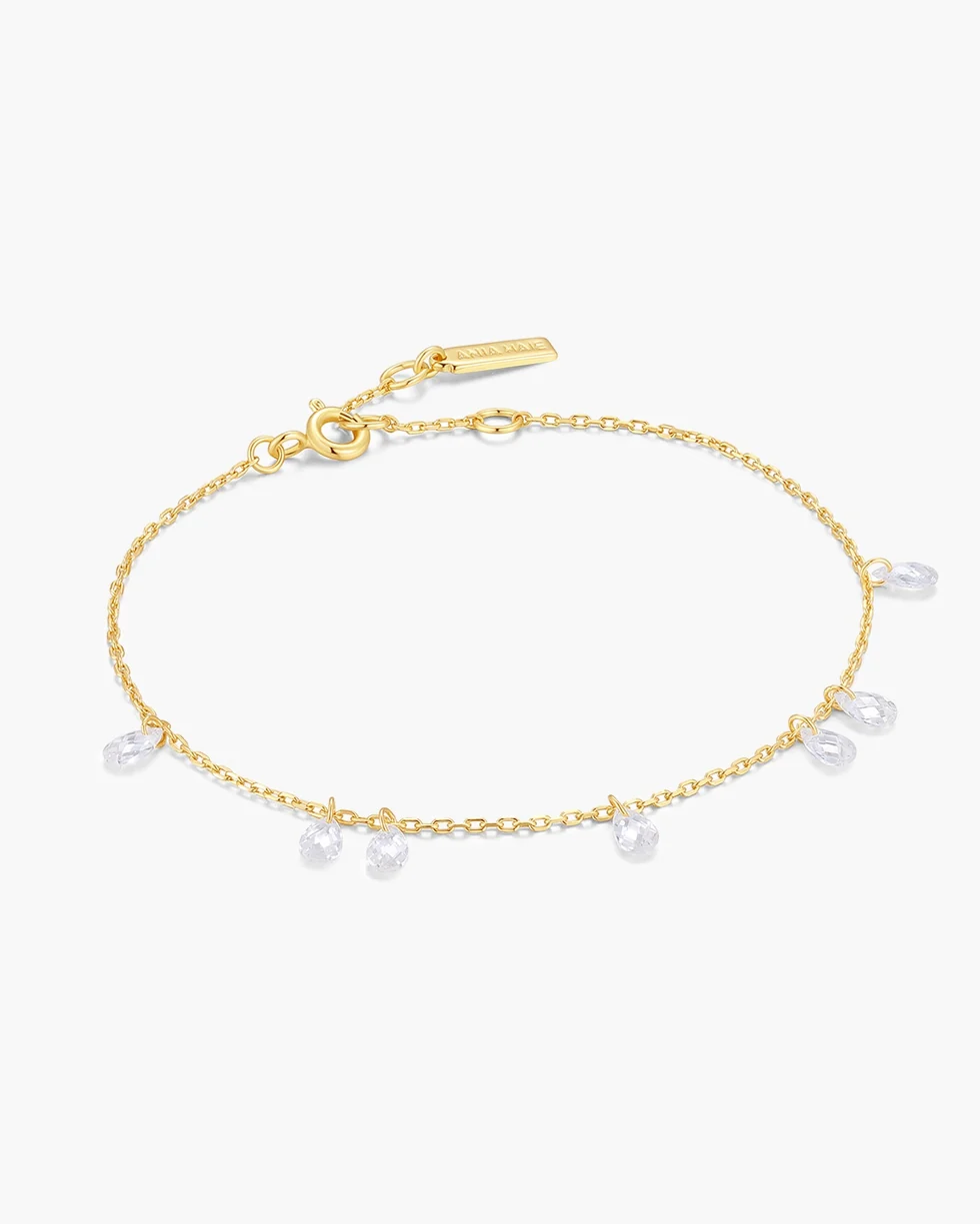 ANIA HAIE Gold Ethereal Teardrop Dangle Station Bracelet B078-01G