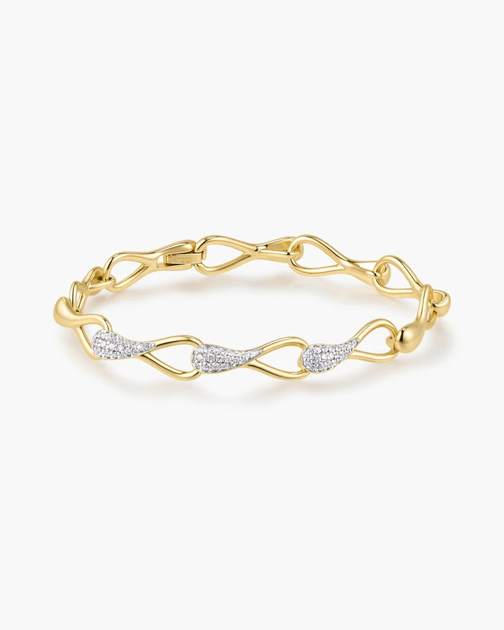 ANIA HAIE Zoom Gold Pave Sculptural Interlocked Link Bracelet B078-03G
