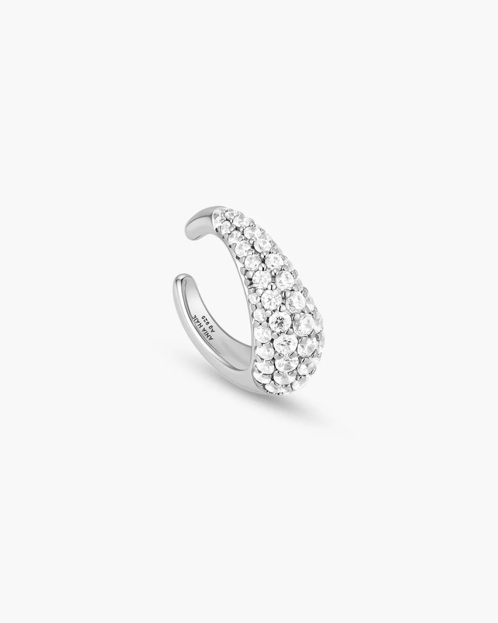 ANIA HAIE Silver Pave Curved Teardrop Ear Cuff E078-01H